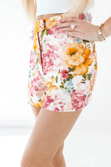 Flower Field Shorts - Cream