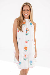 The Eloise High Neck Dress - White