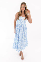 Caught My Eye Midi Dress - Blue