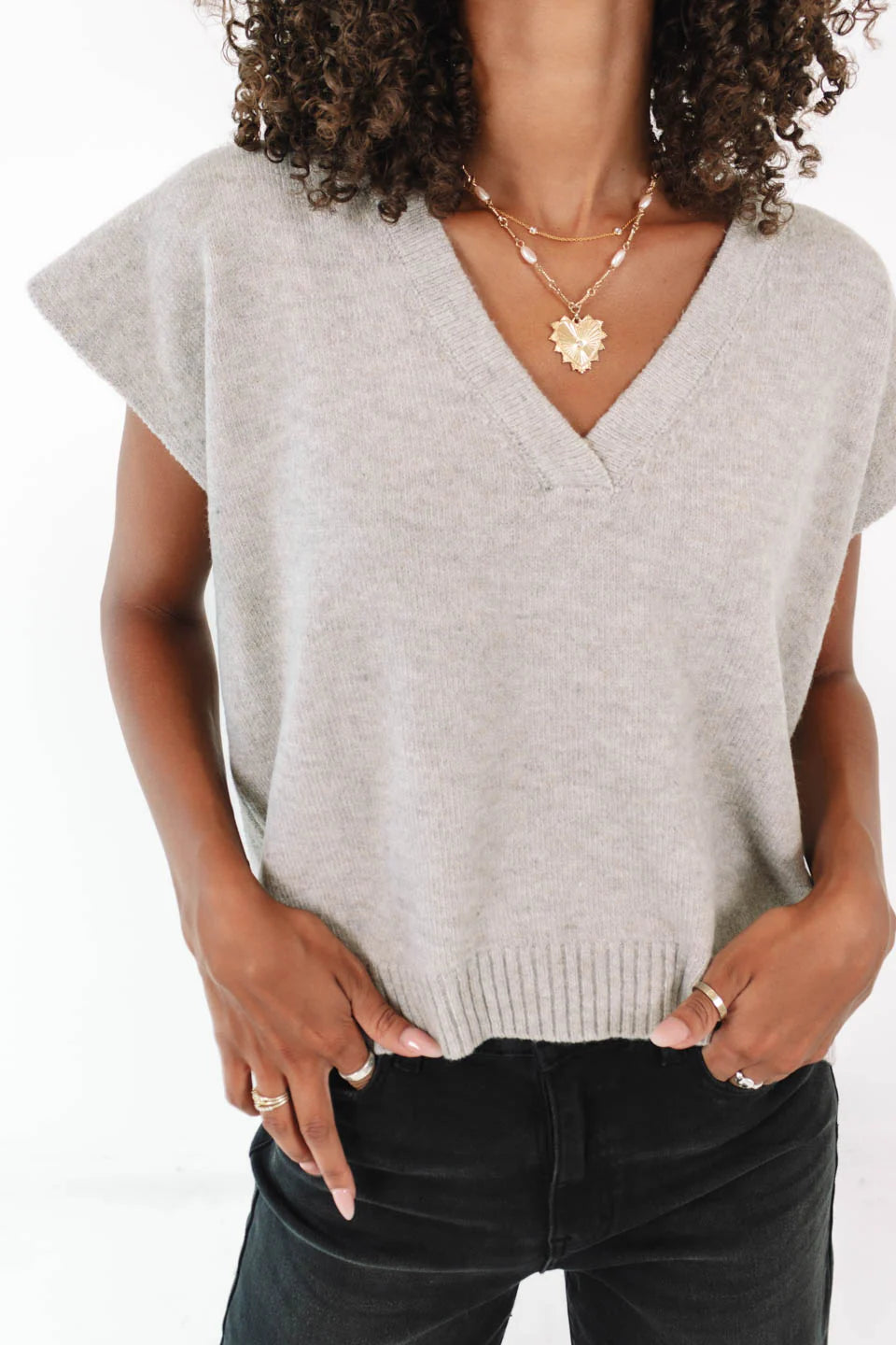 Take Me Serious Sweater Vest - Grey