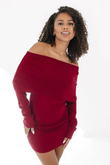 Off The Top Sweater Dress - Burgundy