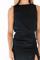 Silky Beauty Midi Dress - Black