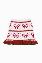 The Zoe Tween Sweater Skirt - White/Red