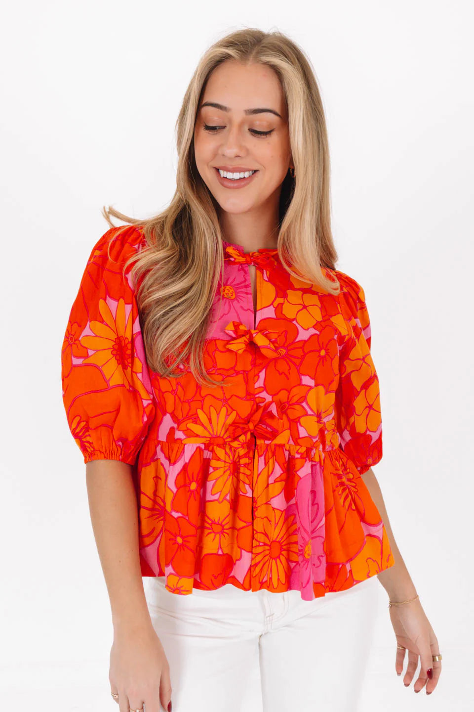The Lizzie Tie Top - Orange