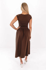Basically Fall Midi Dress - Brown