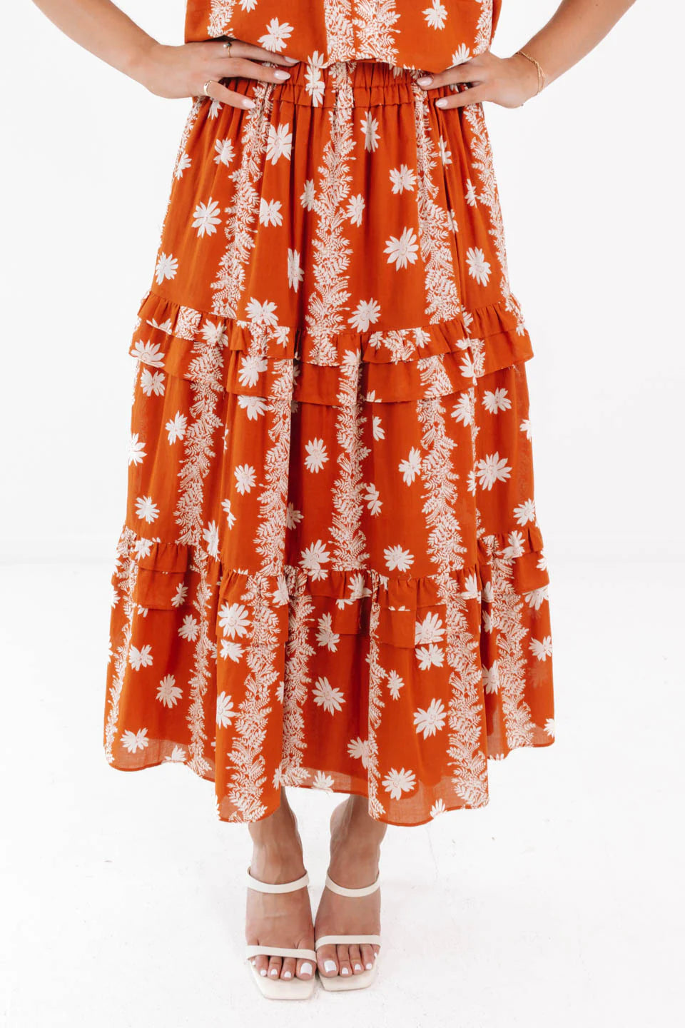 The Aubrey Midi Skort - Burnt Orange
