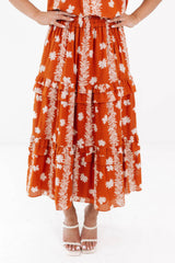 The Aubrey Midi Skort - Burnt Orange
