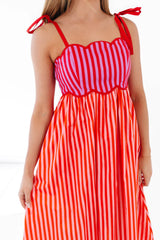 She’s A Bright Babe Midi Dress - Red