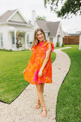 The Lizzie Pleated Dress - Orange