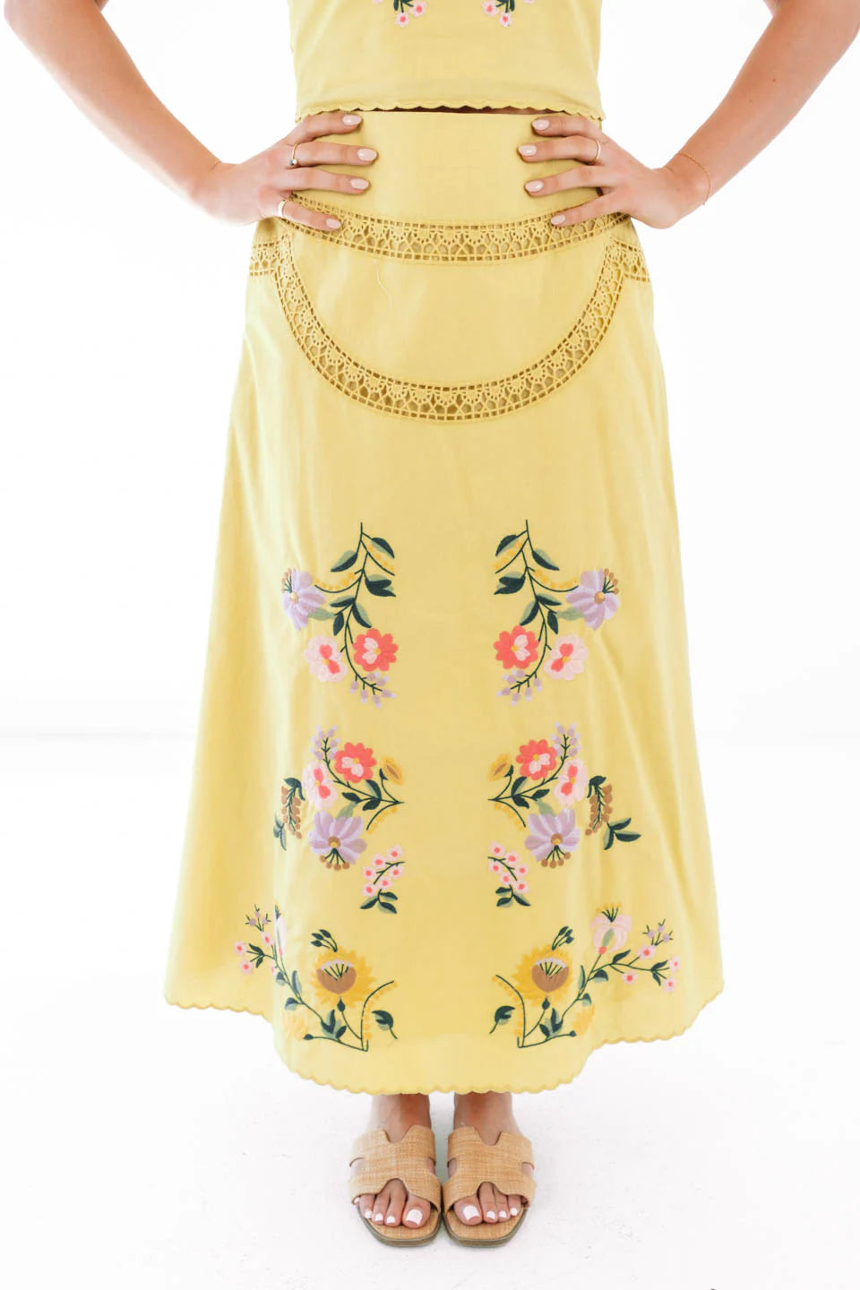 Yellow Iris Midi Skirt - Yellow