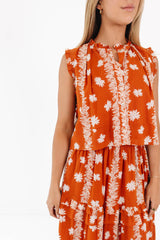 The Aubrey Button Up Top - Burnt Orange