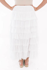 Such A Flirt Midi Skirt - White