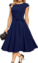DRESSTELLS Women's Cocktail Dresses, Formal Wedding Guest Modest Church Vintage Tea Party Midi Evening Dress
