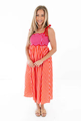 She’s A Bright Babe Midi Dress - Red
