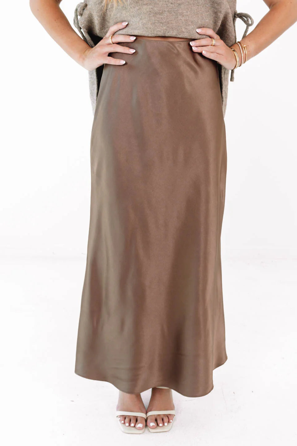 You're Hired Midi Skirt - Brown