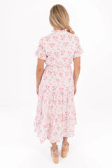The Ellie Button Up Midi Dress - Pink