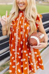 The Aubrey Pleated Dress - Burnt Orange