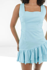 Ruffled Charm Dress - Blue