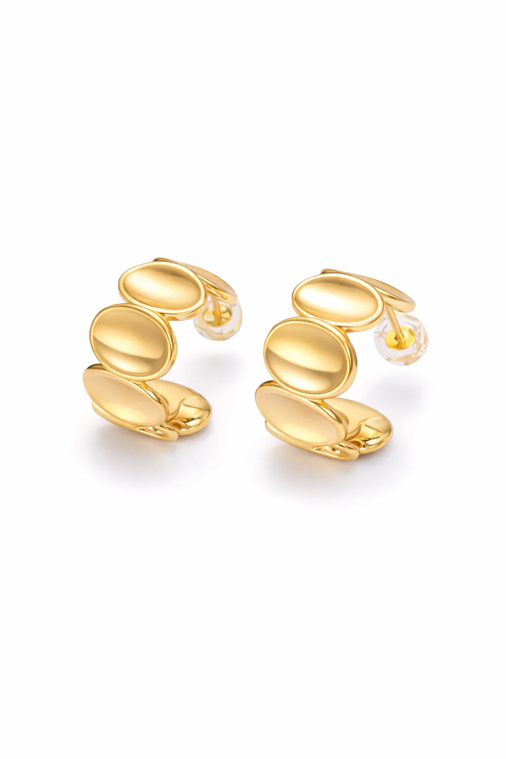 Chasing Steps Hoop Earrings - Gold