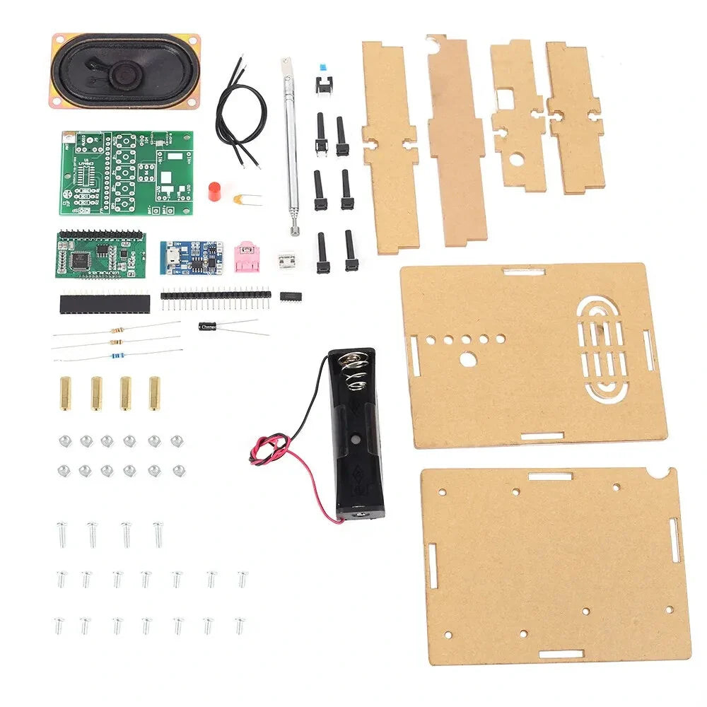FM Radio Receiver Module DIY Electronic Kit 76-108MHz DIY Radio Speaker Kit Frequency Modification LCD Display Soldering Practice