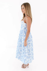 Caught My Eye Midi Dress - Blue