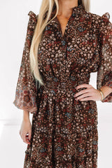 By The Books Midi Dress - Brown