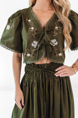 Hometown Date Top - Olive