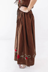 Hometown Date Midi Skirt - Brown