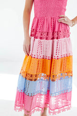 Sherbet Shade Midi Dress - Pink