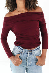 Out Past Midnight Top - Burgundy