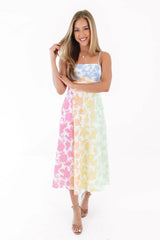 Patchwork Blooms Midi Dress - Multi