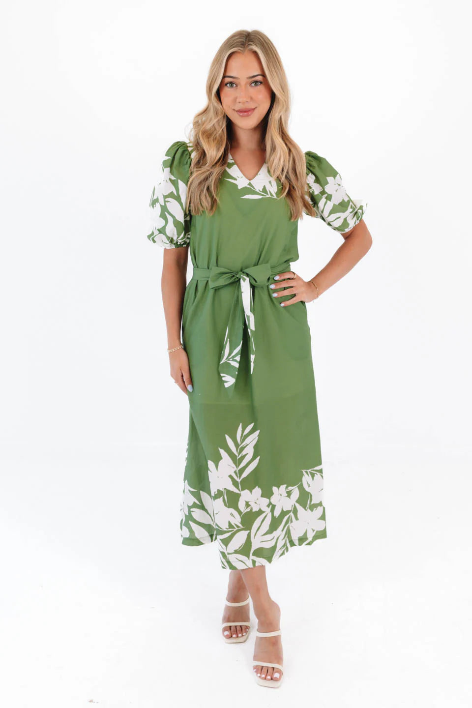 From The Ground Up Midi Dress - Green