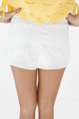 Big Things Coming Denim Skort - White