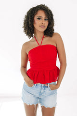 Vienna Vibes Crop Top - Red