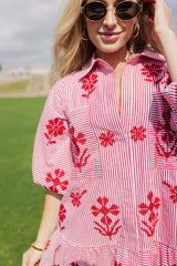 The Marla Dress - Red Stripe