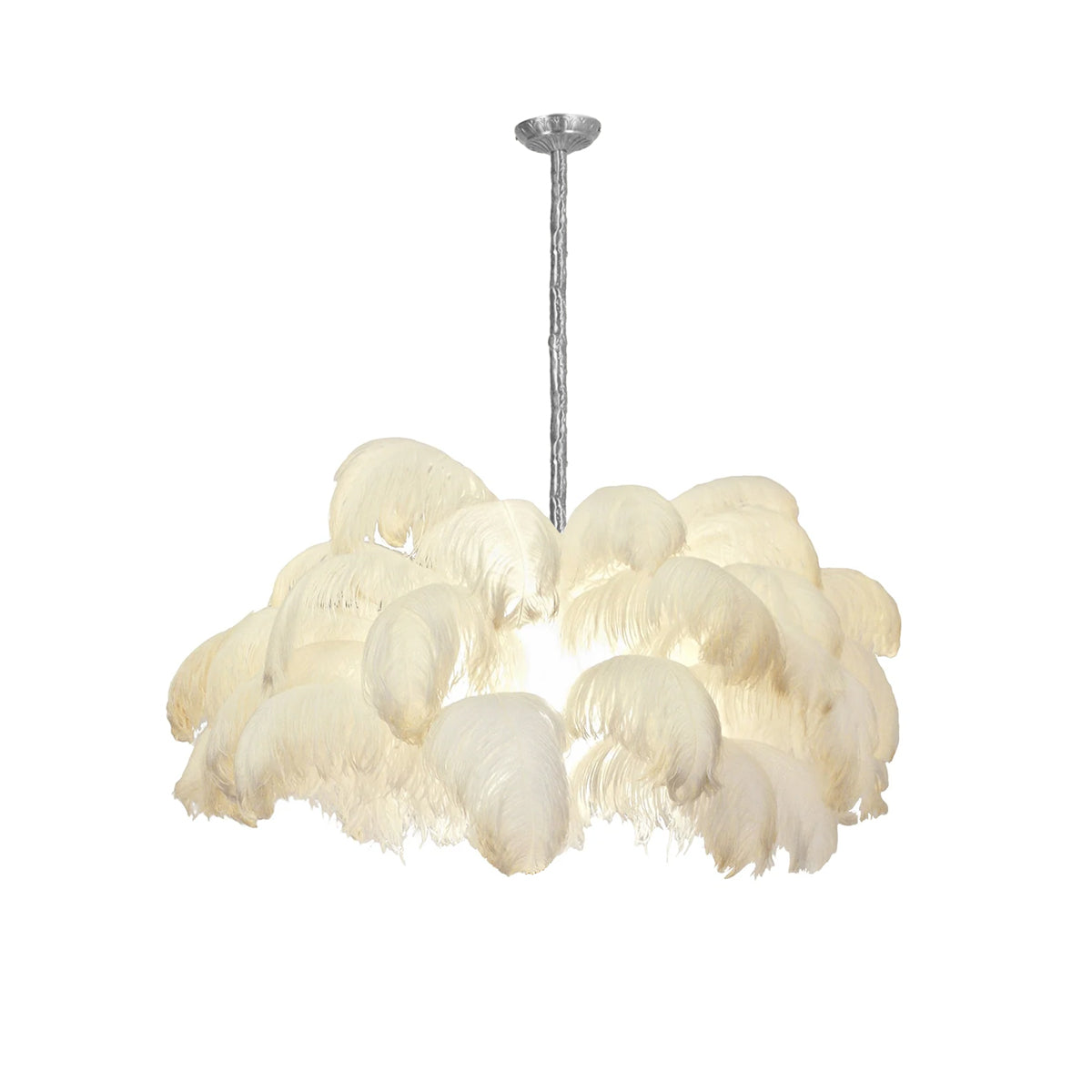 Chandeliers de Plumas de Avestruz Extra Grande con Base de Latón – Iluminación de Lujo 14