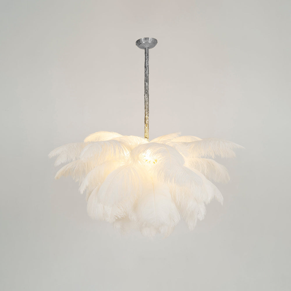 Chandeliers de Plumas de Avestruz Extra Grande con Base de Latón – Iluminación de Lujo 16