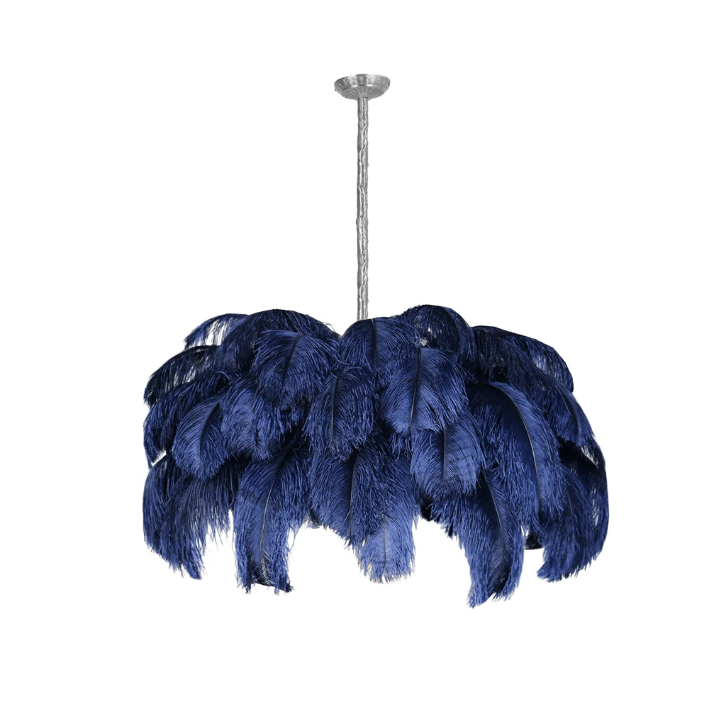 Chandeliers de Plumas de Avestruz Extra Grande con Base de Latón – Iluminación de Lujo 26