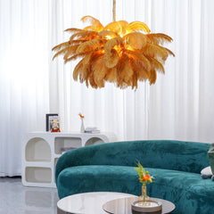 Chandeliers de Plumas de Avestruz Extra Grande con Base de Latón – Iluminación de Lujo 2
