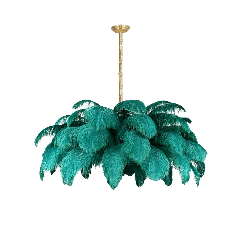 Chandeliers de Plumas de Avestruz Extra Grande con Base de Latón – Iluminación de Lujo 9