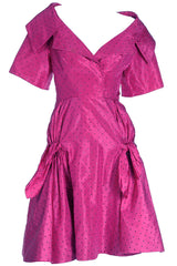 1987 Christian Dior Couture Pink Evening Dress W Black Crystals