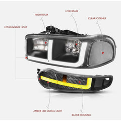 Faros Led Drl Sierra/yukon 1500 2002 2003 2004 2005 2006 Izquierdo