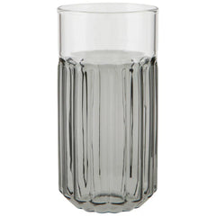 grey glass drinking glass shown on a white background
