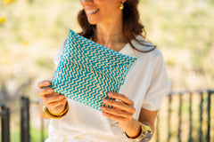 Bolso de mano Palma Natural Turquesa-Natural