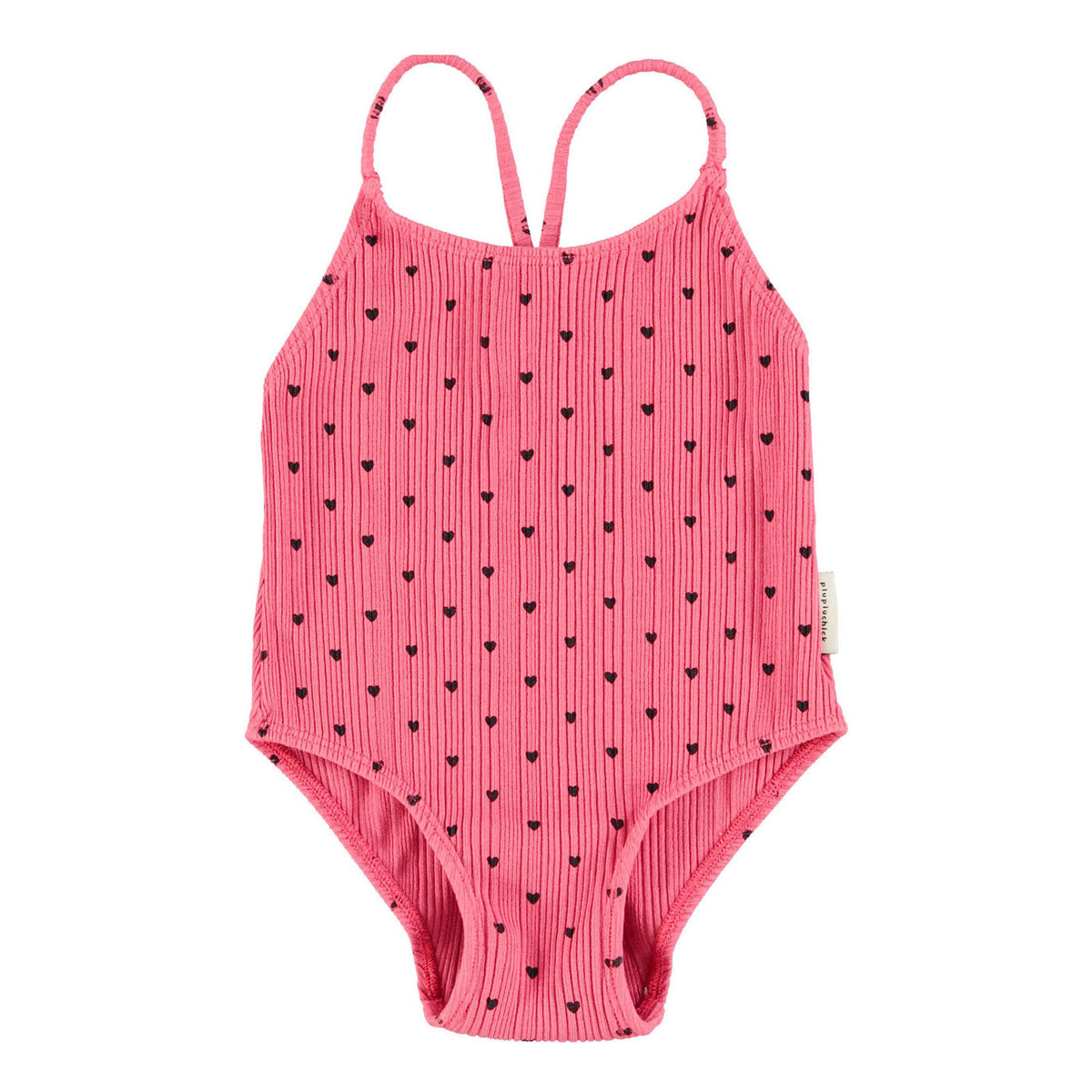Piupiuchick Pink/Black Hearts All Over Swimsuit
