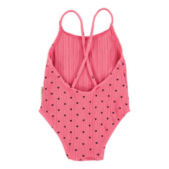 Piupiuchick Pink/Black Hearts All Over Swimsuit