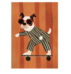 Grappige Dieren Canvas Poster – Skateboard Dieren Kinderkamer Muurdecoratie