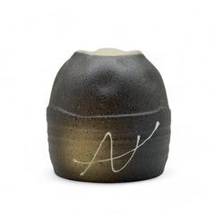 Inoue Tea Ishin Iga Black Mino-yaki Yunomi - Japanese teacup with a traditional design and dark finish.