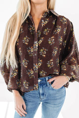 Off To The Market Top - Brown