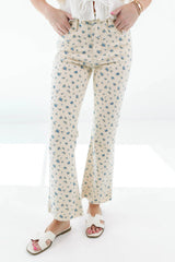 My Day Off Jeans - Beige Floral
